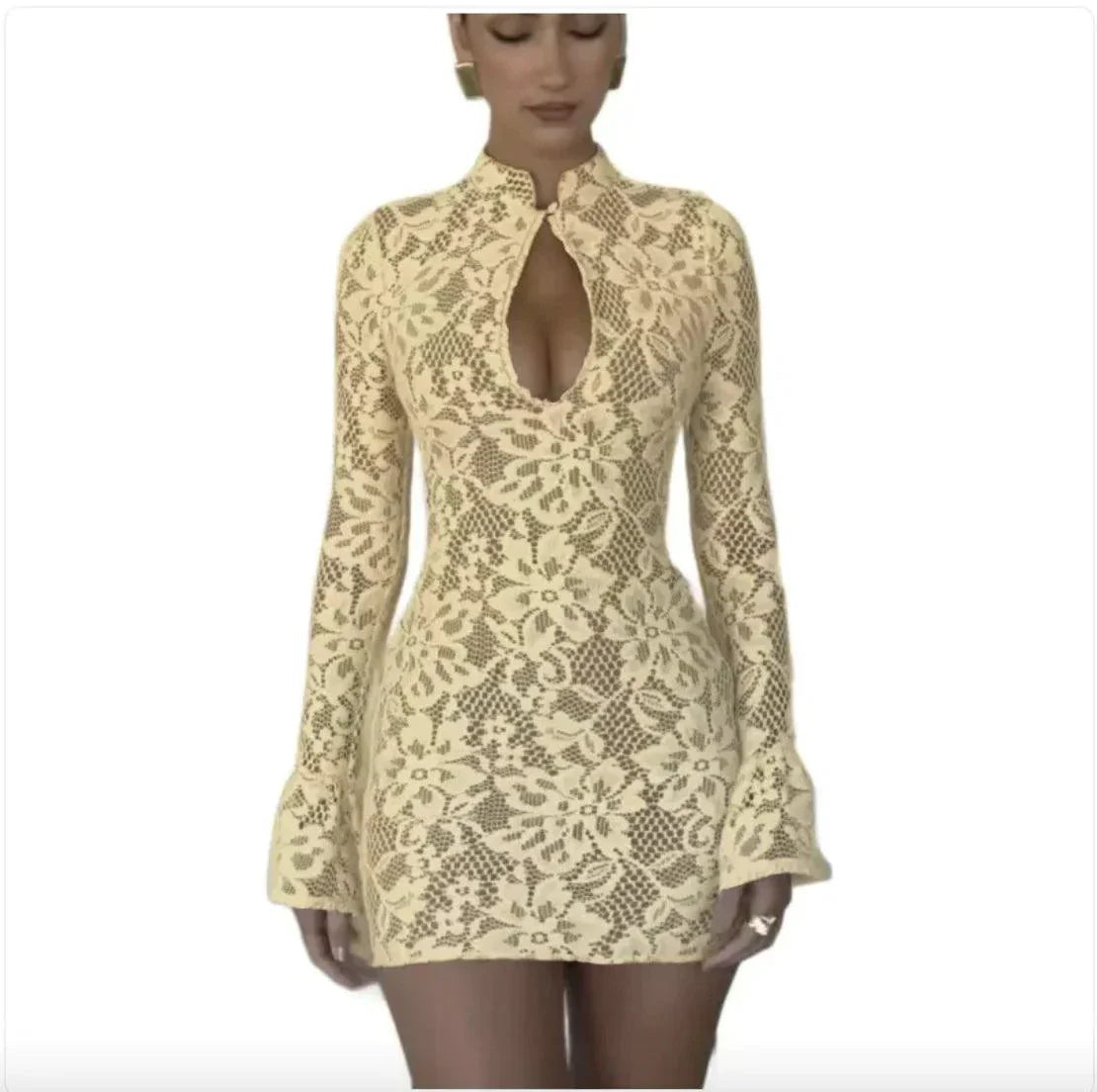 Chic Hollow-Out Bell Sleeve Dress