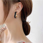 Black Crystal & Goldtone C-Shape Stud Earrings