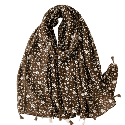 Brown Dainty Flower Scarf