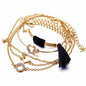Black Cubic Zirconia & Polyster Goldtone Tassel-Accent Bracelet Set