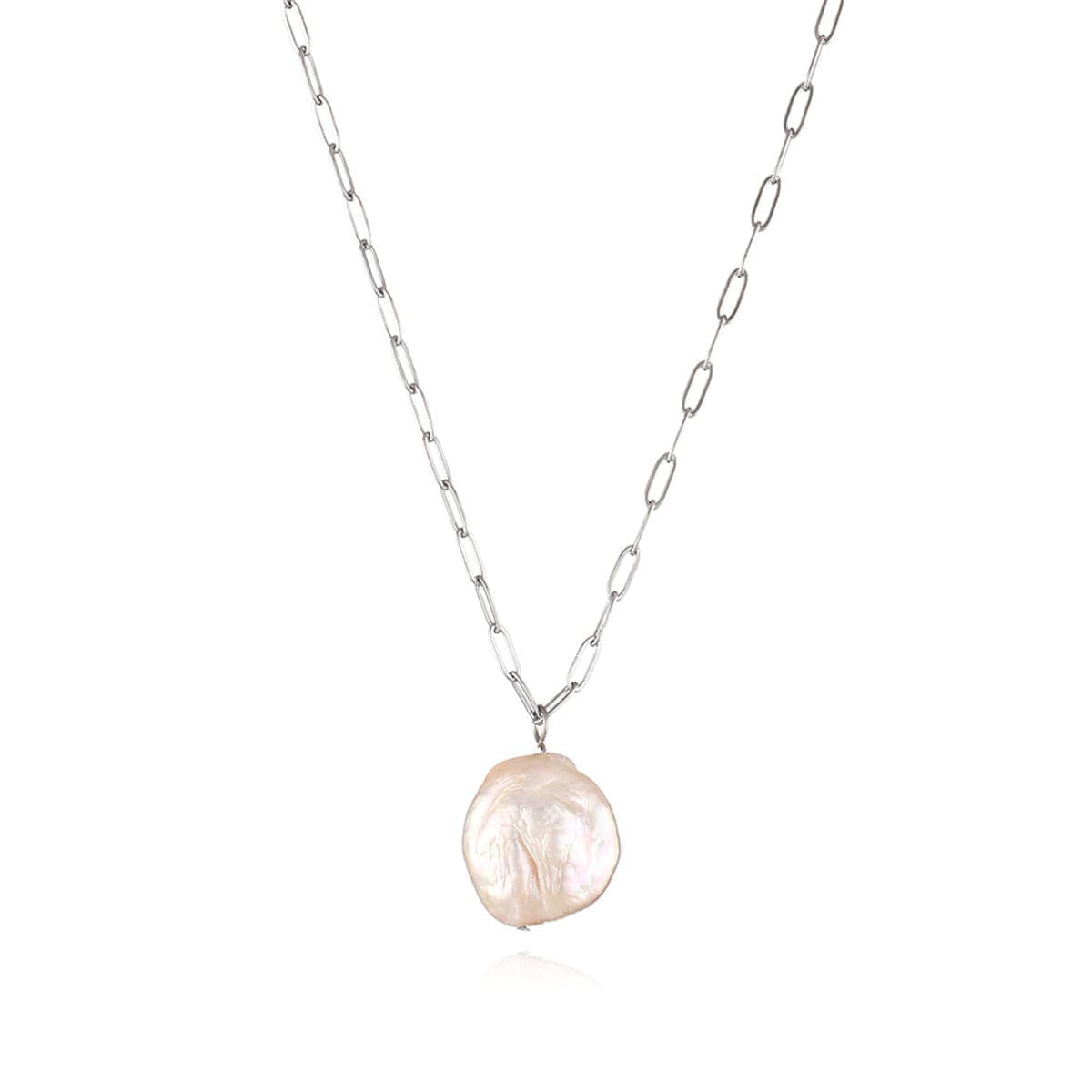 Baroque Pearl & Silvertone Pendant Necklace