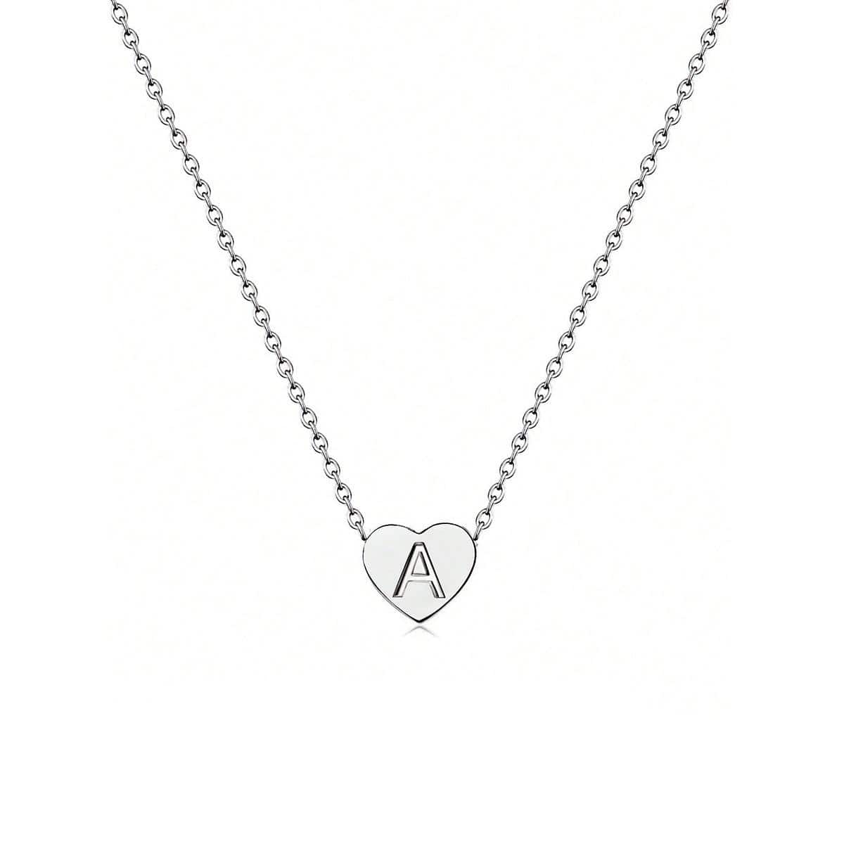 Dainty Initial Heart Necklace Personalized 26 Letters Available