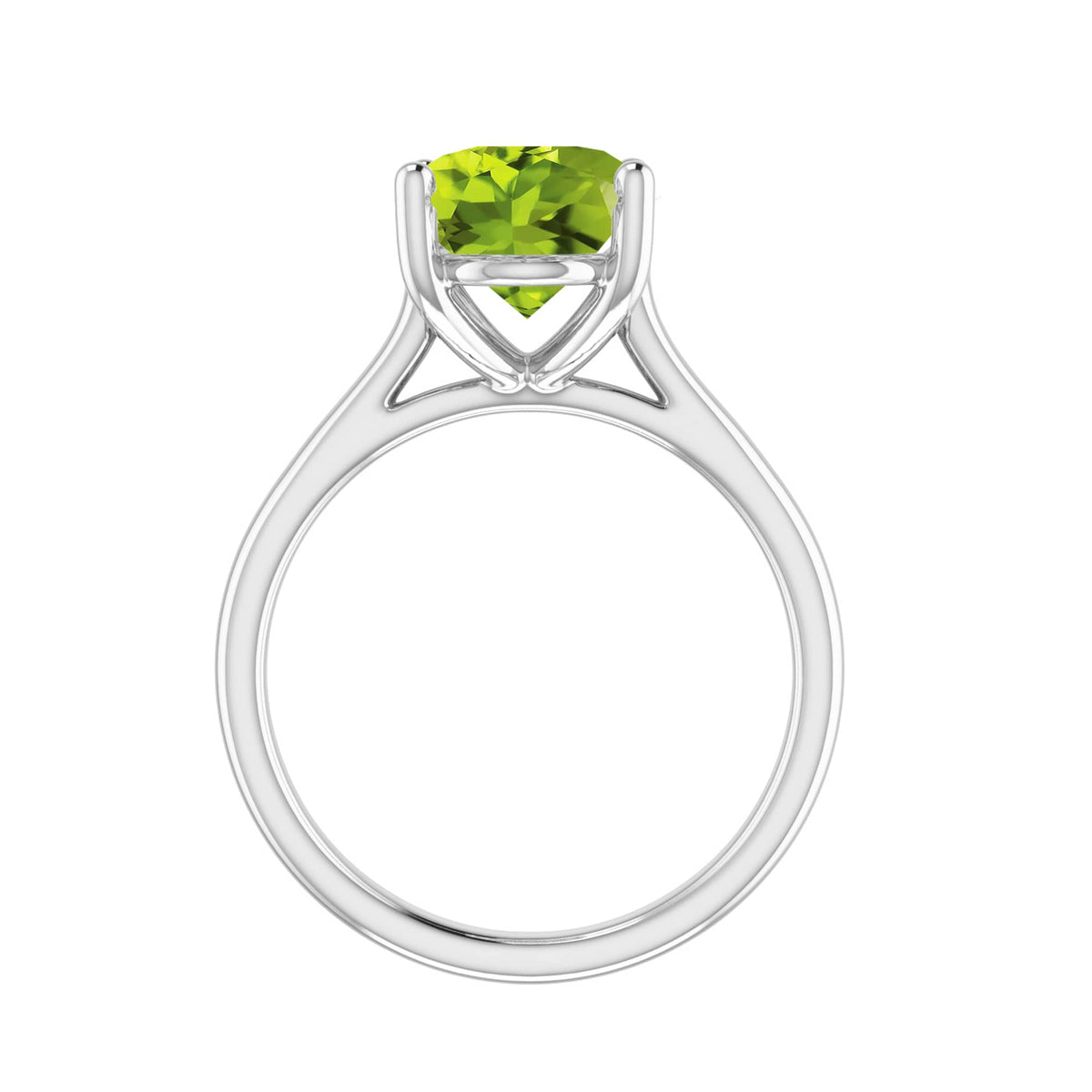 2.60CT Oval Shape Natural Peridot Sterling Silver Solitaire Ring