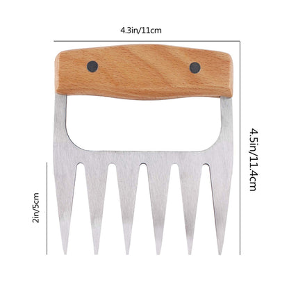 1947Kitchen Stainless Steel Meat-Shredding Claws With Wooden Handle