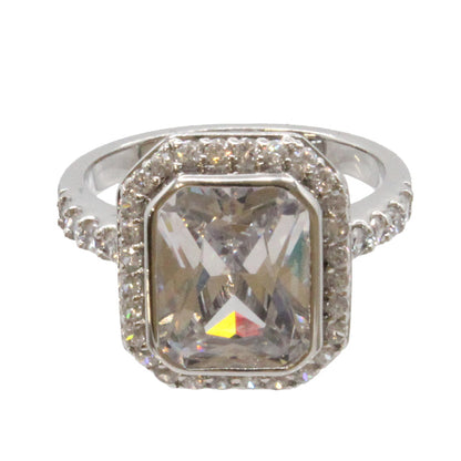 Adrian Buckley Pave Collection Silver Square Crystal Ring CZR392S (S)