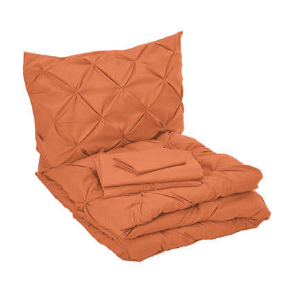 Elegant Comfort 8-Piece Pintuck Pinch Pleated Comforter Set - Includes 4-Piece Sheet Set with Double Sided Storage Pockets