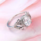 Crystal & Silvertone Openwork Milgrain Oval-Cut Ring