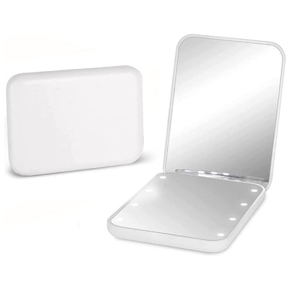 Foldable LED Travel 2X Magnification Makeup Mirror