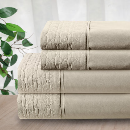 Elegant Comfort Quilted 4-Piece Sheet Set, Premium Hotel Quality