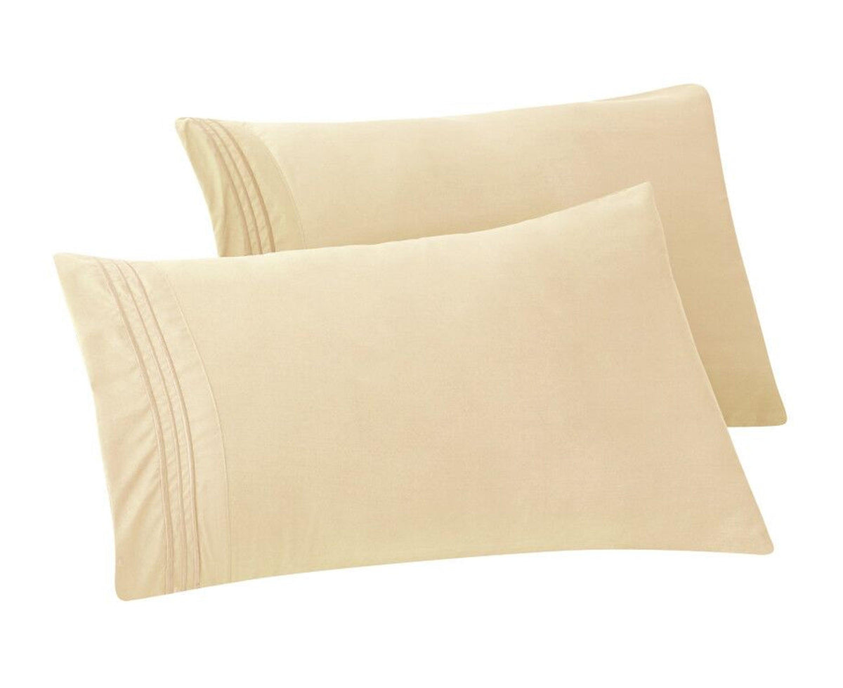 Elegant Comfort Set of 2 Pillowcases- 3 Line Embroidery