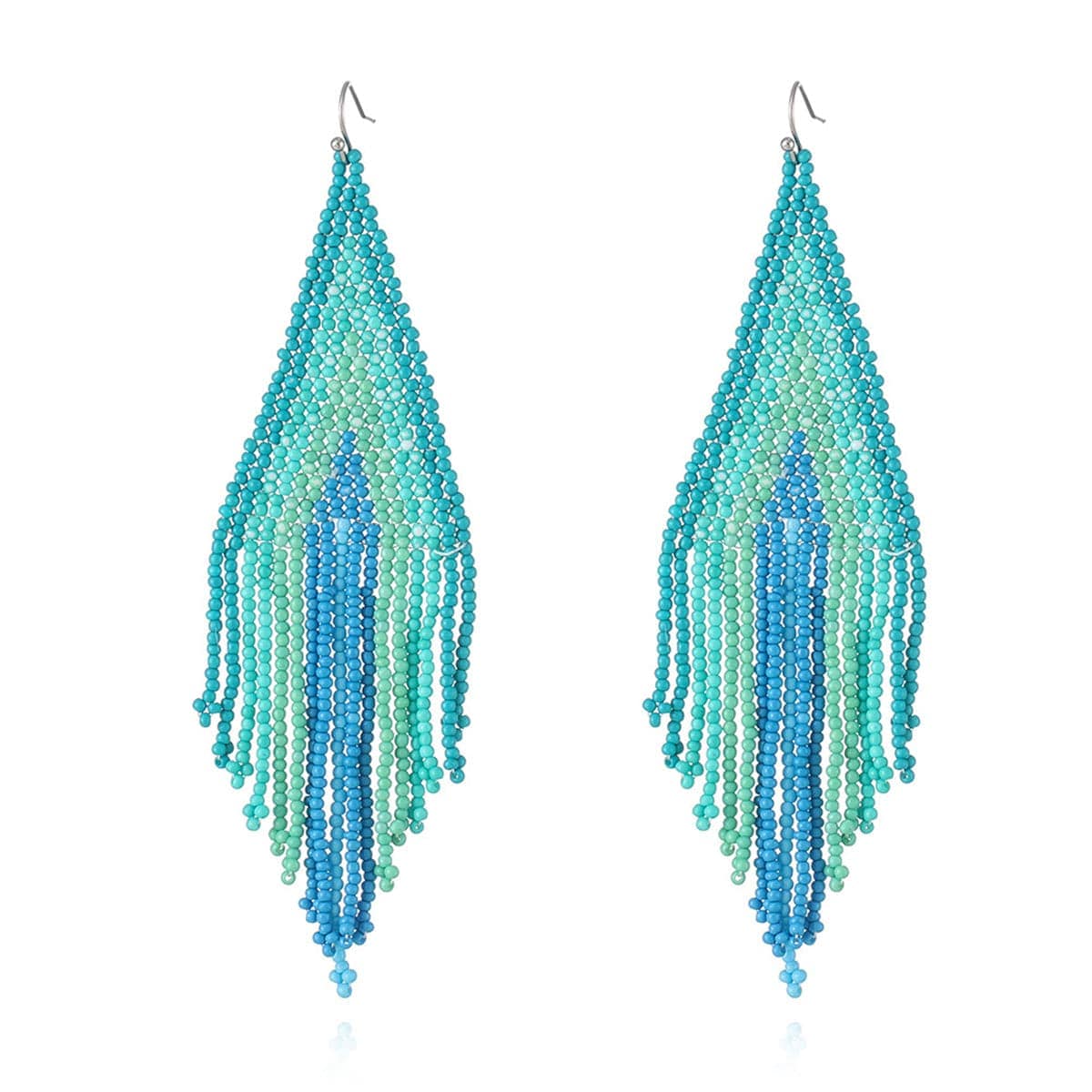 Blue & Teal Howlite Tassel Drop Earrings