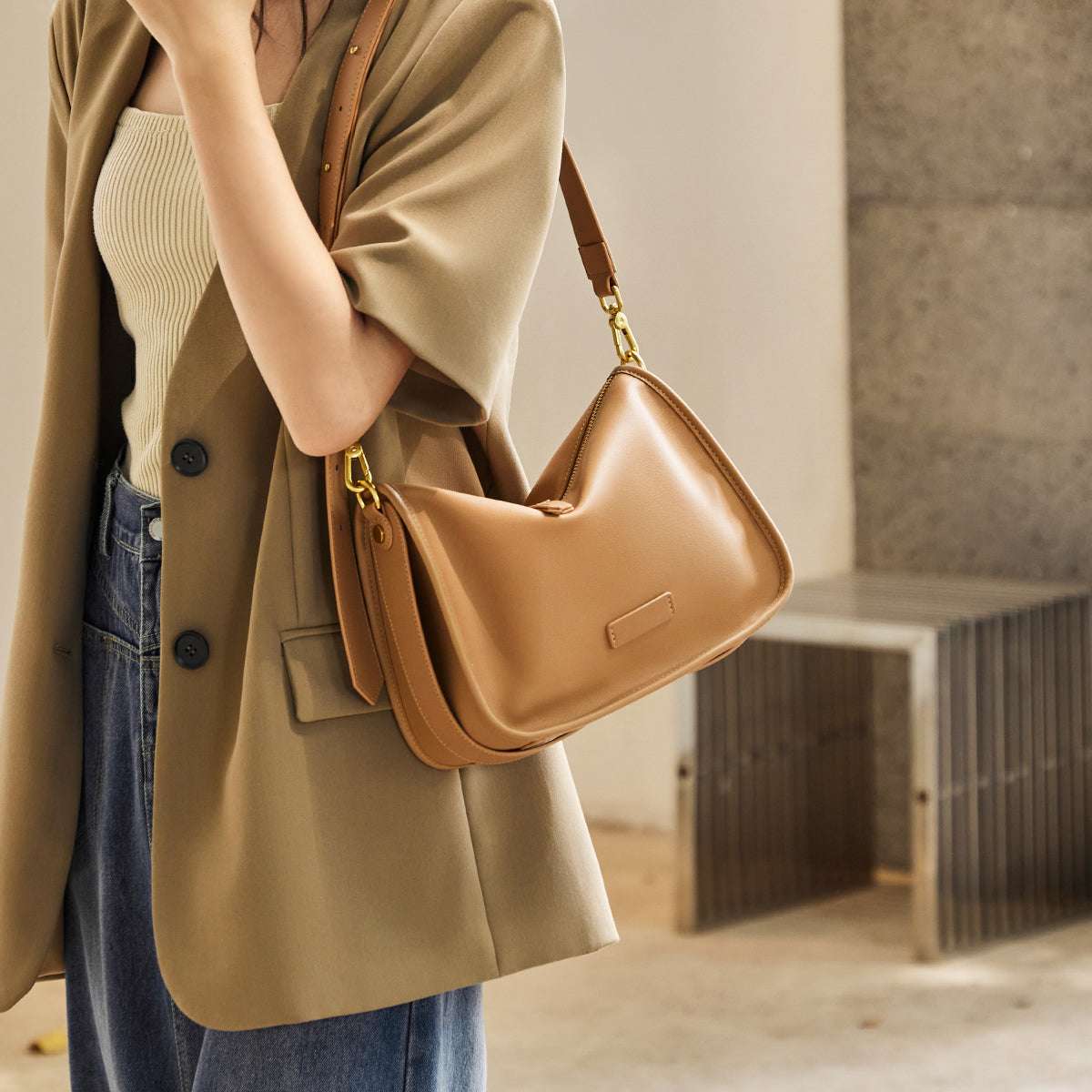 Classic Julie Leather Slouch Shoulder Bag