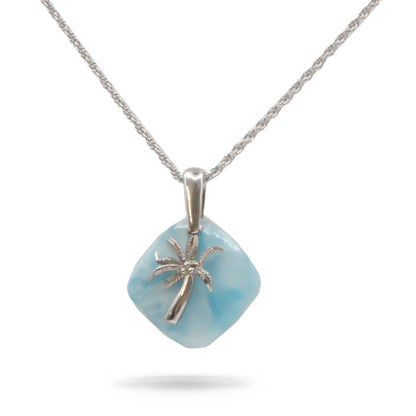 Larimar Stone Adalia Palm Tree Sterling Silver Necklace By Marahlago