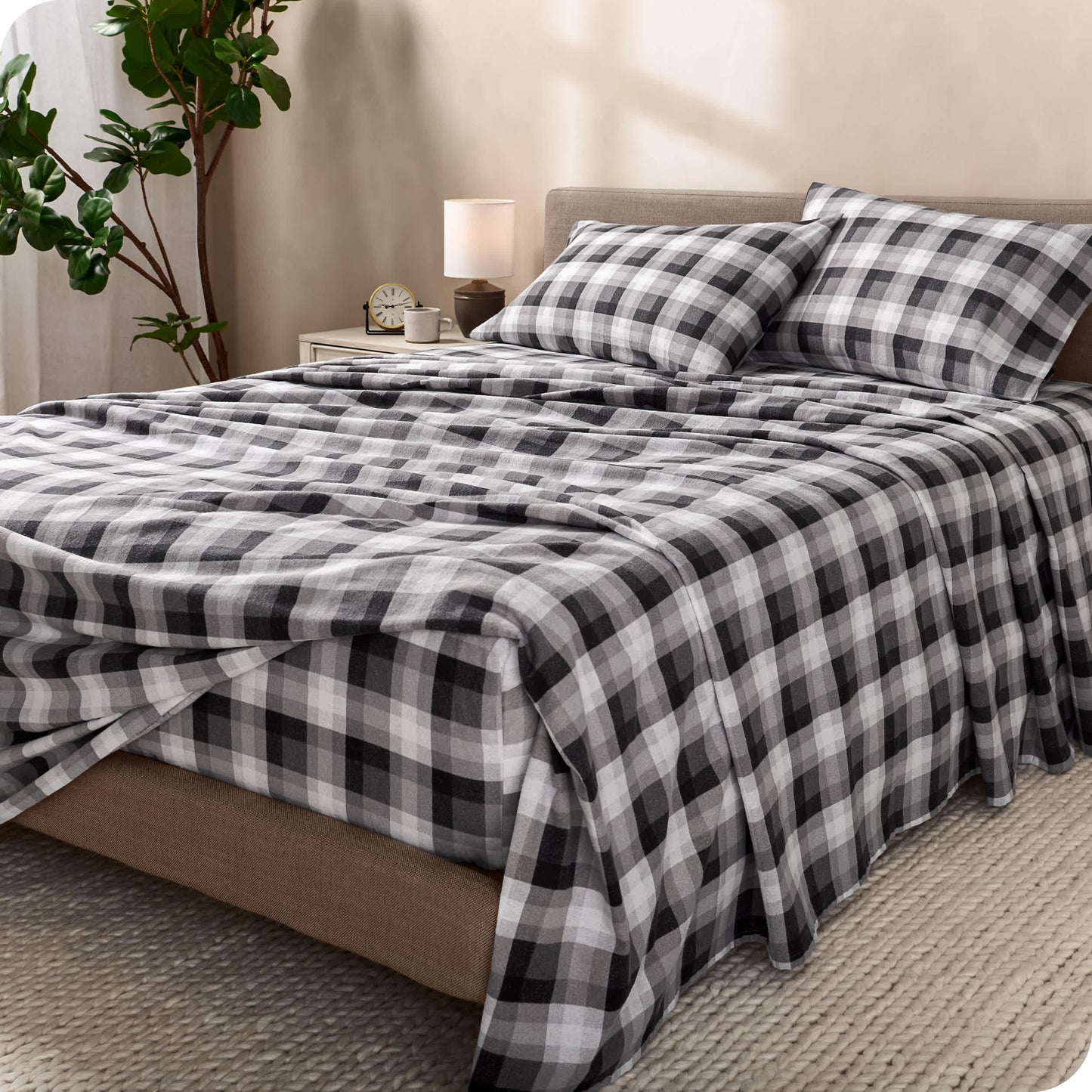 Bare Home  Double Brushed Cotton Flannel Sheet Set