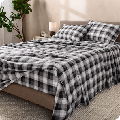 Bare Home  Double Brushed Cotton Flannel Sheet Set
