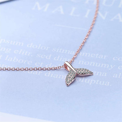 Cubic Zirconia & Rose Goldtone Tail Pendant Necklace