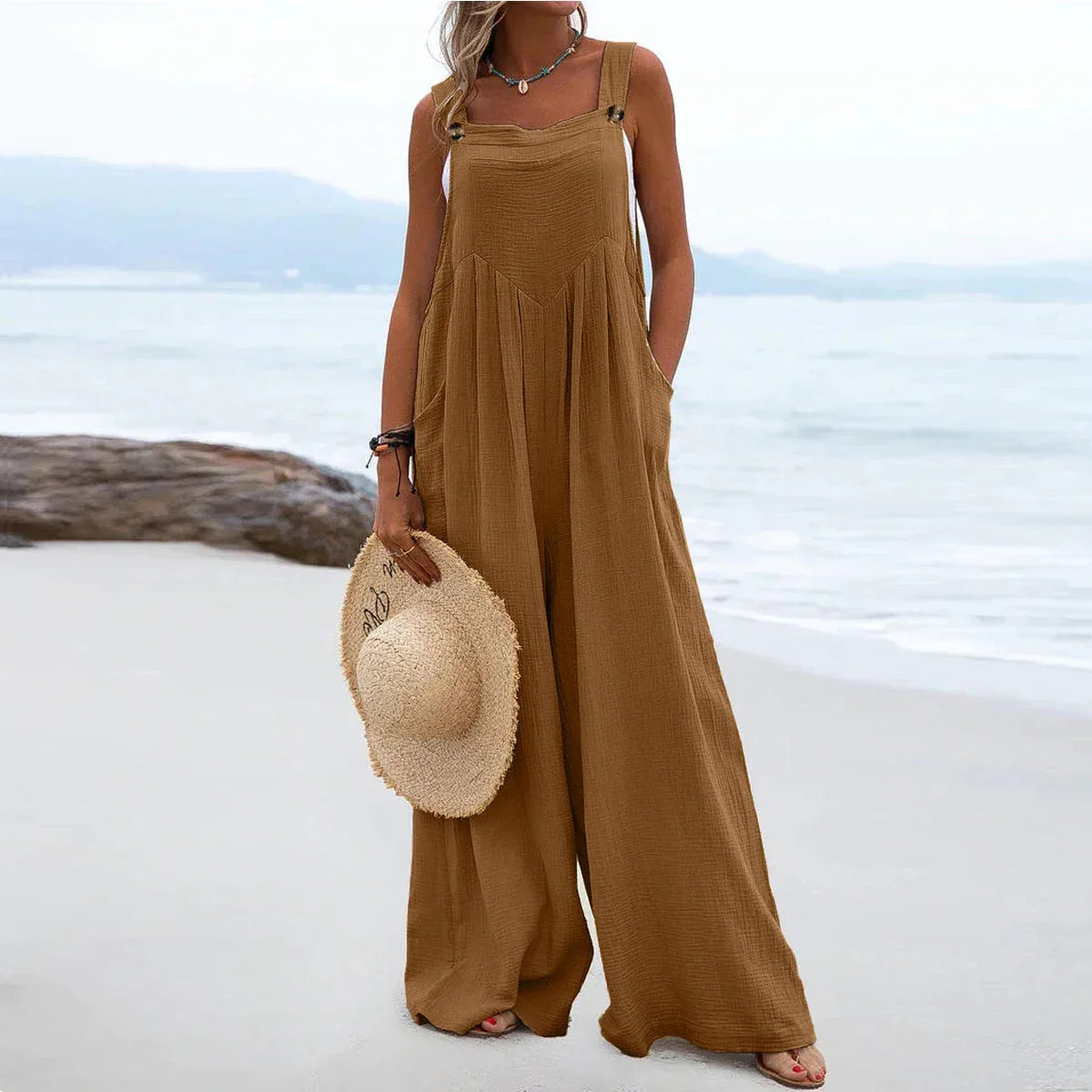 Casual Sleeveless Wide Leg Jumpsuit for Women