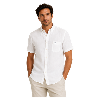 Fynch Hatton Men's Short Sleeve Linen Shirt White