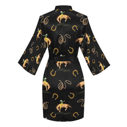 Baha Ranch Rodeo Cowboy Satin Kimono Sleeve Robe