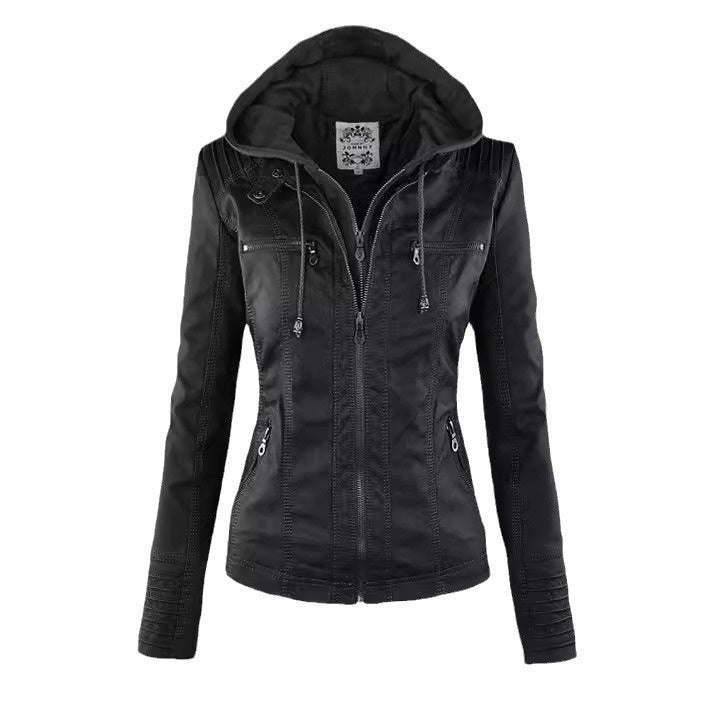 Women's Detachable Leather Jacket