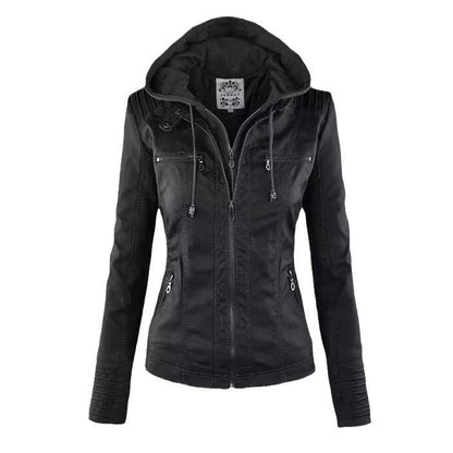 Women's Detachable Leather Jacket