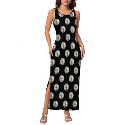 Baha Ranch Silver Concho Slit Maxi Dress