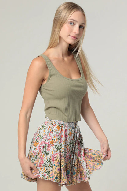Angie Godet Mixed Print Flowy Shorts