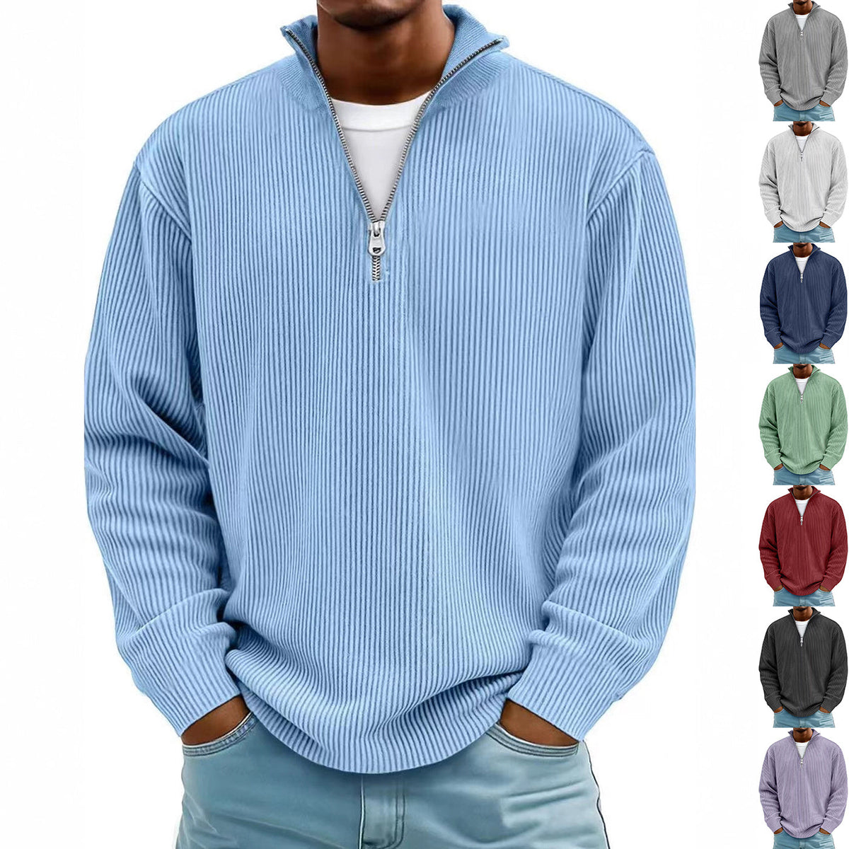 Men's Corduroy Zip Collar Sweatshirt