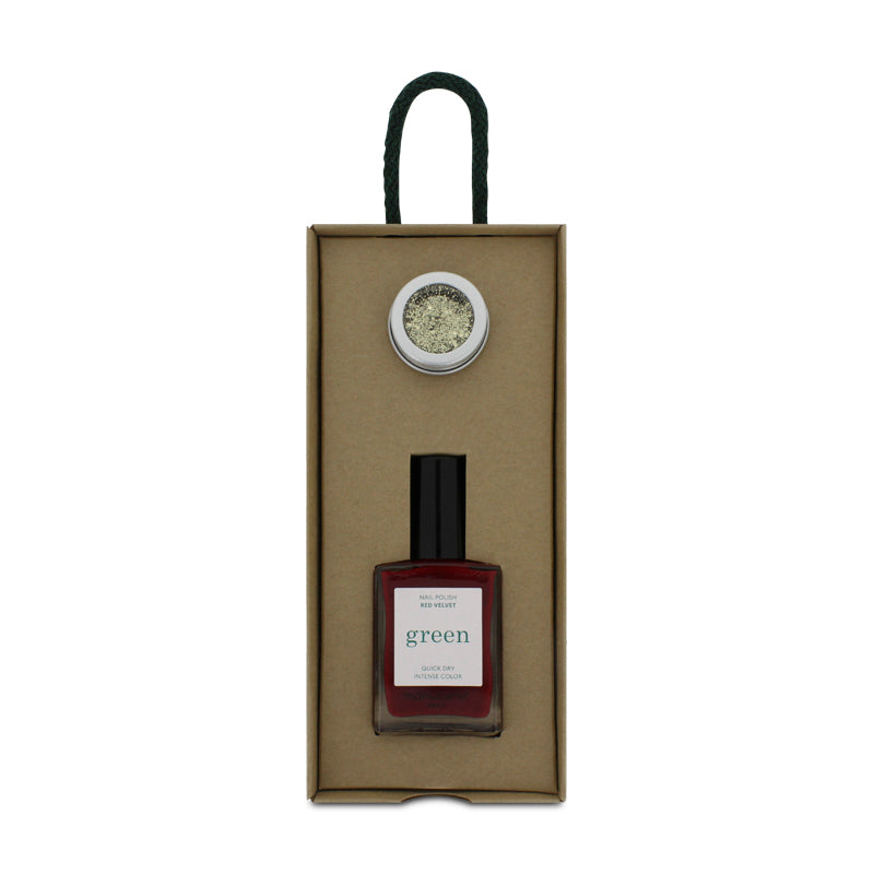 Manucurist Ready To Party Red Velvet Nail Polish & Gold Glitter (Blemished Box)