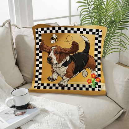 Basset Hound Throw Pillow Case Made in America