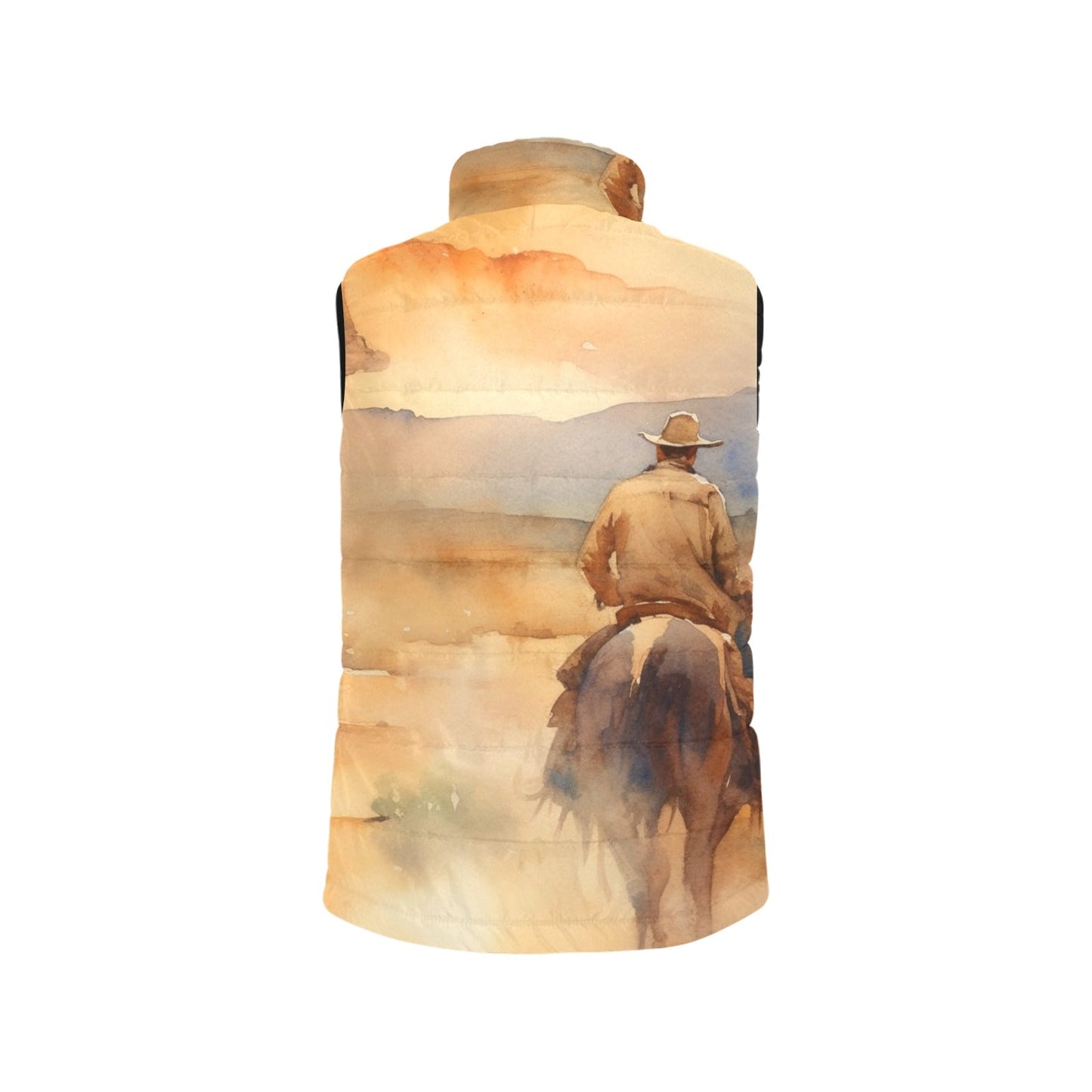 Baha Ranch Watercolor Cowboy Women's Western Puffy Vest