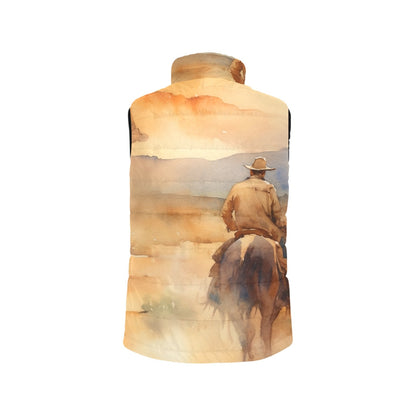 Baha Ranch Watercolor Cowboy Women's Western Puffy Vest