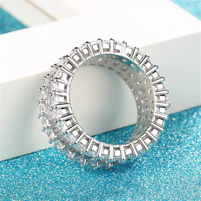 Cubic Zirconia & Crystal Silvertone Band Ring