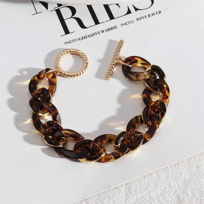 Amber & Goldtone Curb Chain Toggle Bracelet
