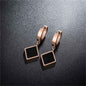 Black & Rose Goldtone Rhombus Drop Earrings