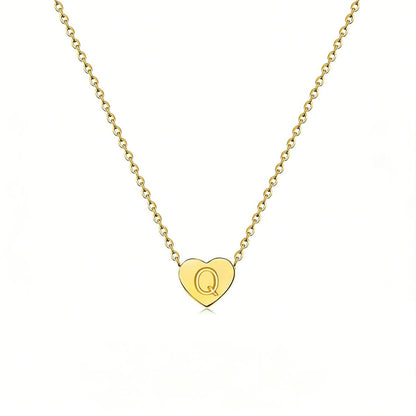 Dainty Initial Heart Necklace Personalized 26 Letters Available