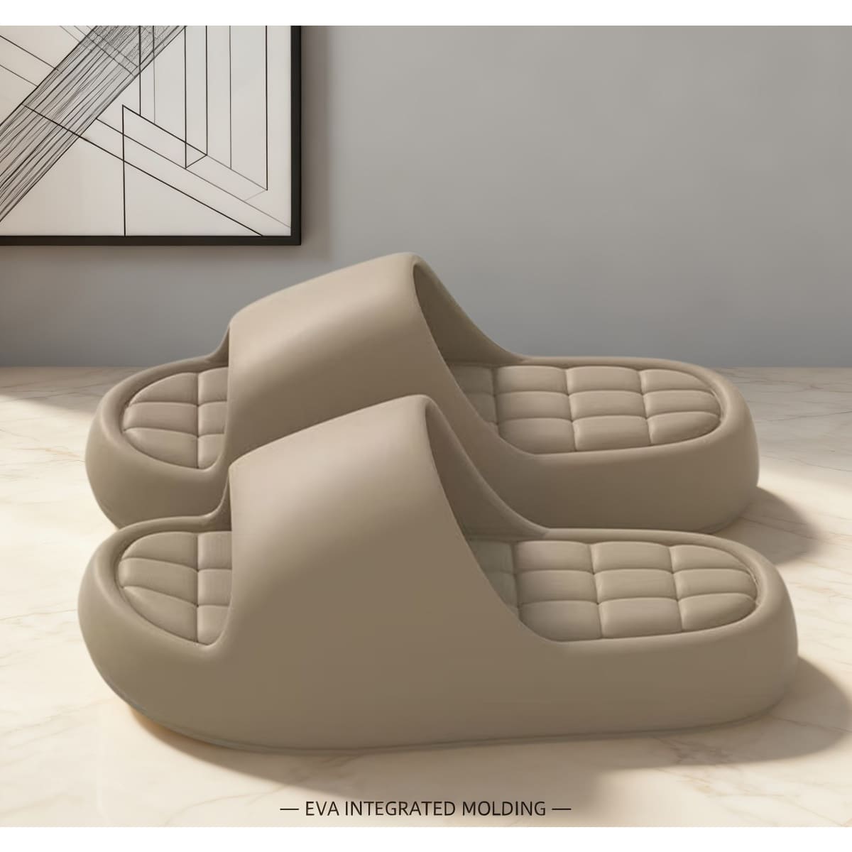 Cushioned Grid Insole House Slippers