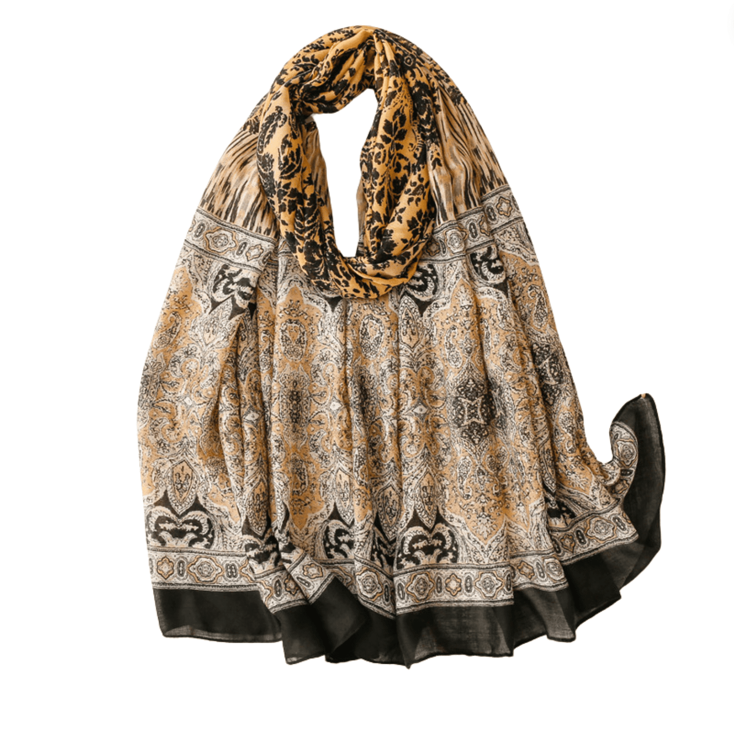 Brown and Black Damask Scarf