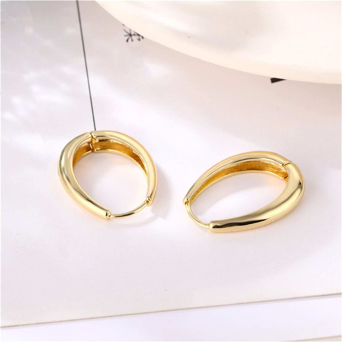 Goldtone Oval Hoop Earrings