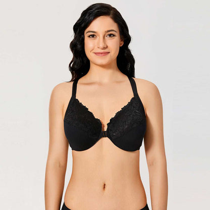 Front Closure Lace Underwire Full Coverage Bra
