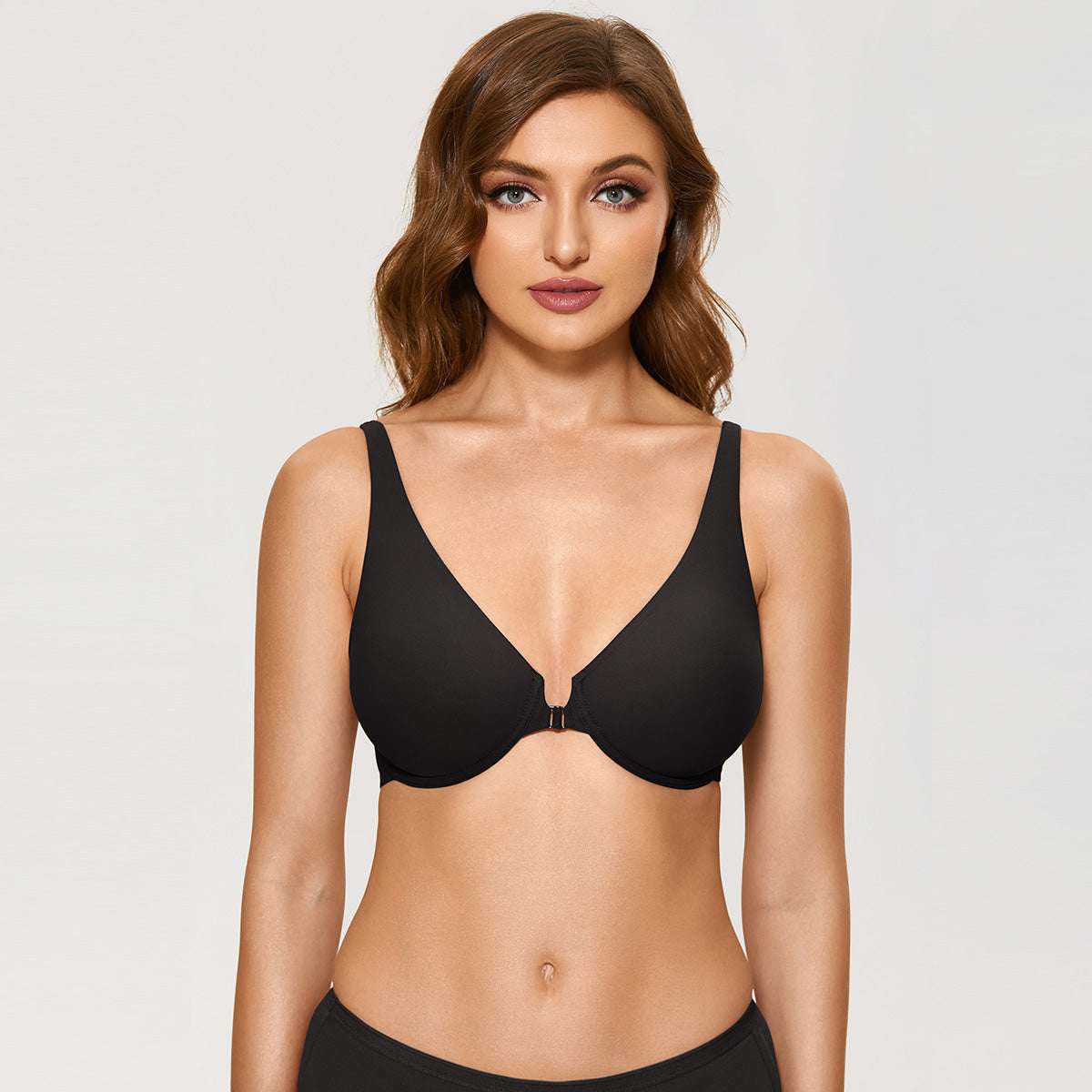 Front Closure Unlined Plunge Comfort Bra