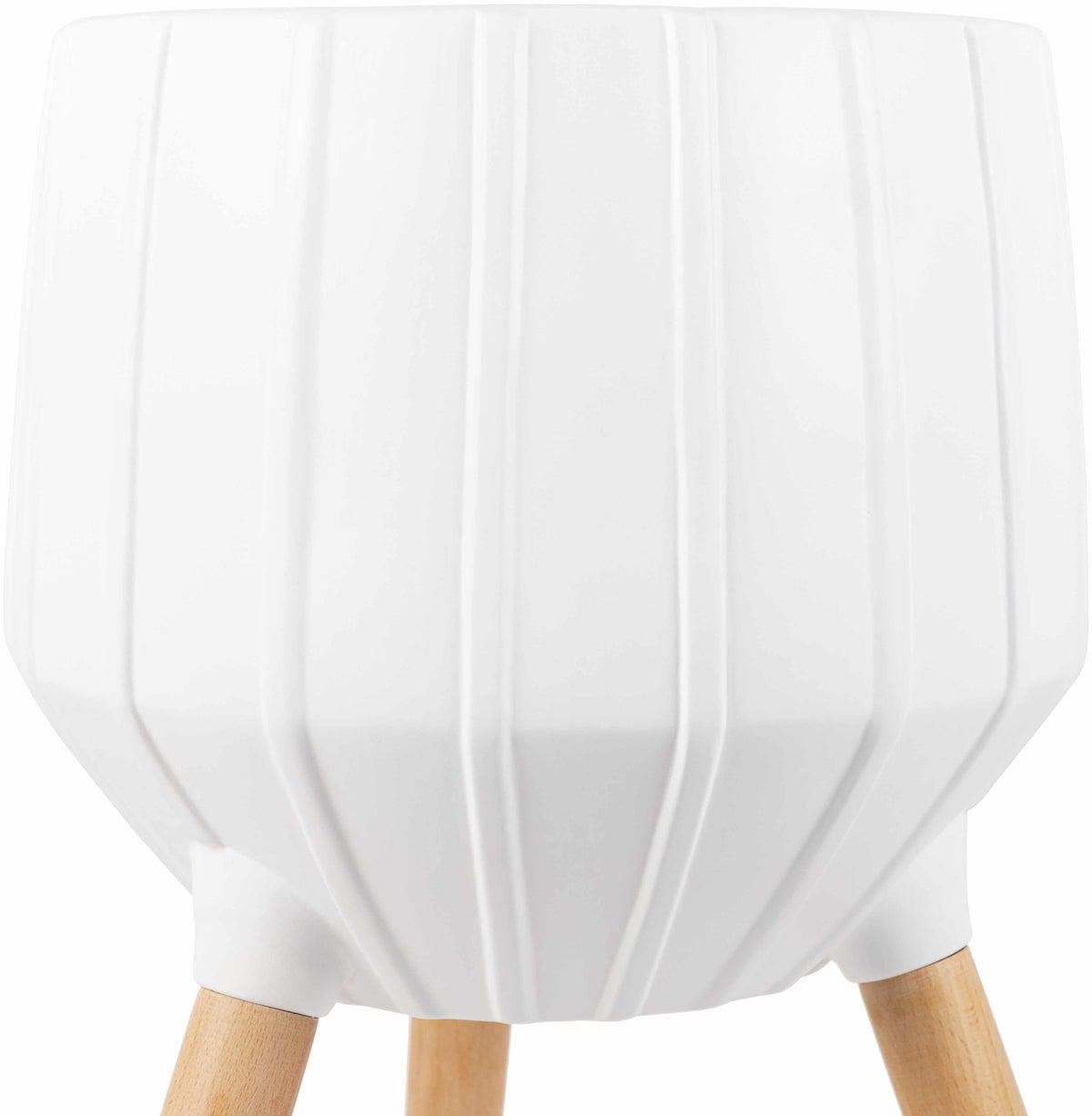Dunguan White Ribbed Wood Planter - Clearance