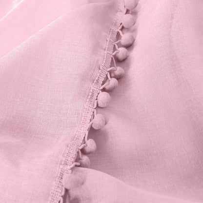 Elegant Comfort Set of 2 Pom Pom Tasseled Sheer Curtain - Rod Pocket