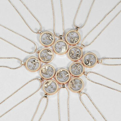 Crystal & 18K Goldtone Plated Zodiac Circular Set of 2 Pendant Necklaces - Pisces