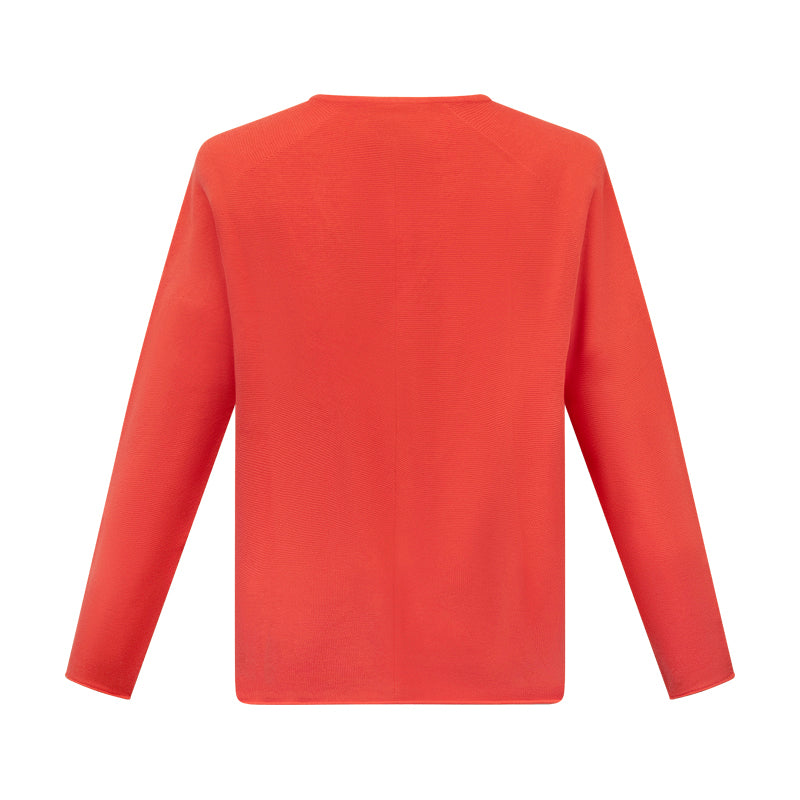 Fynch Hatton Knitted Women's V-Neck Jumper Coral Red