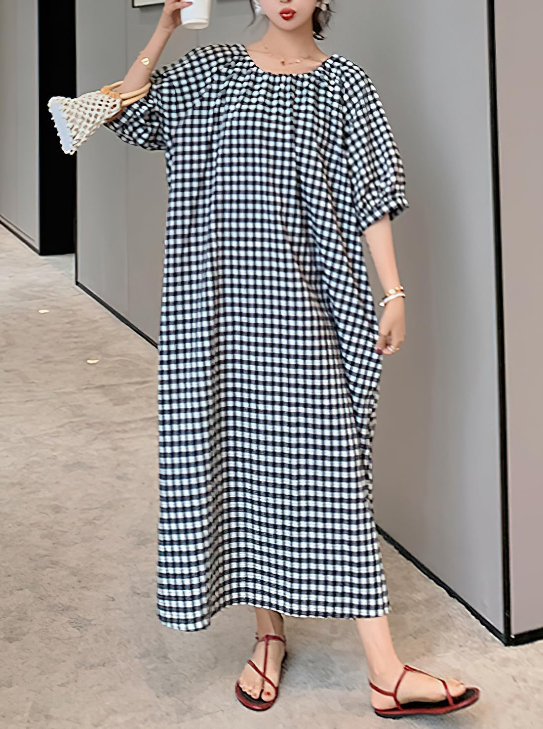 Women's Summer Plaid Loose Casual Dress