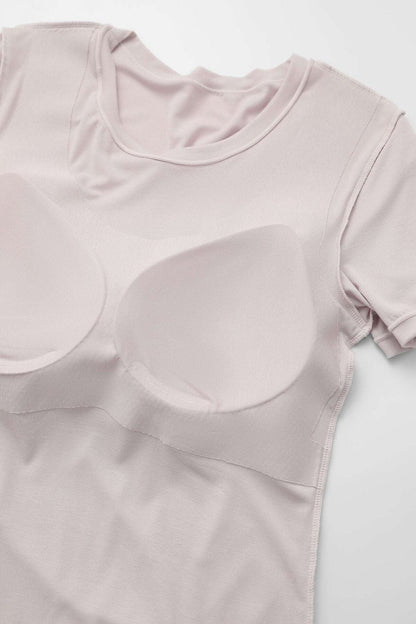 Buttery Soft Built-In Padded Bra Short Sleeve T-Shirt