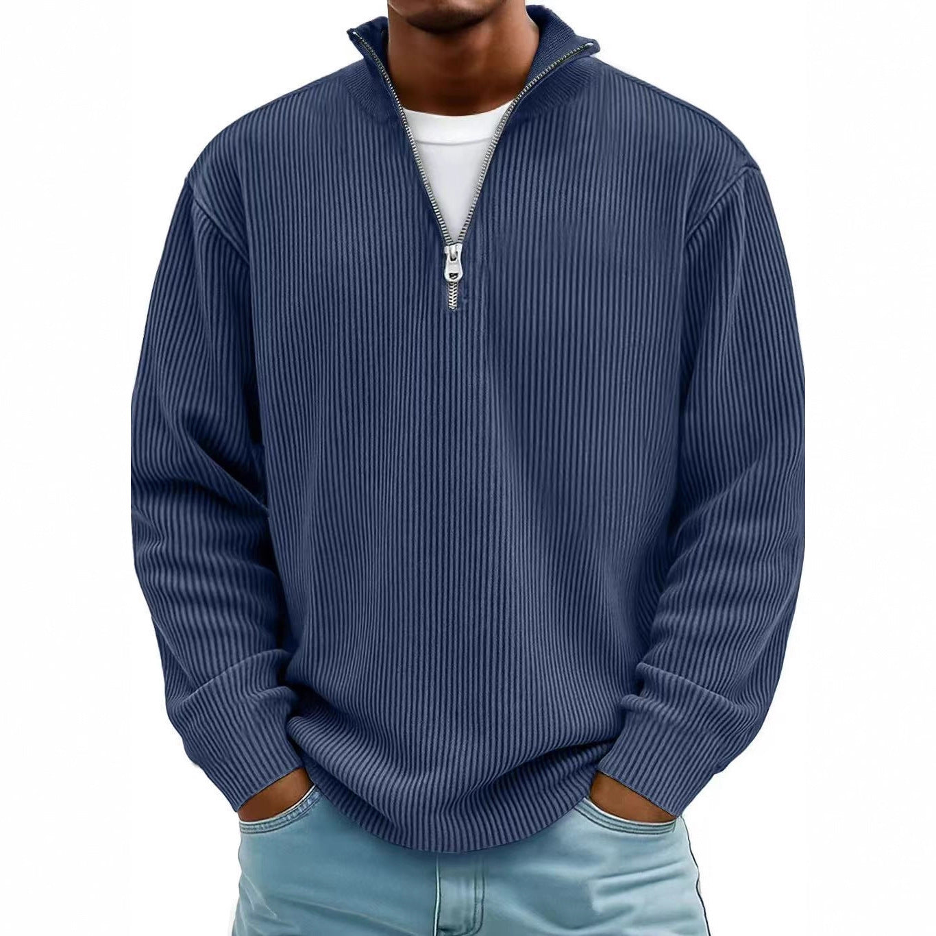 Men's Corduroy Zip Collar Sweatshirt