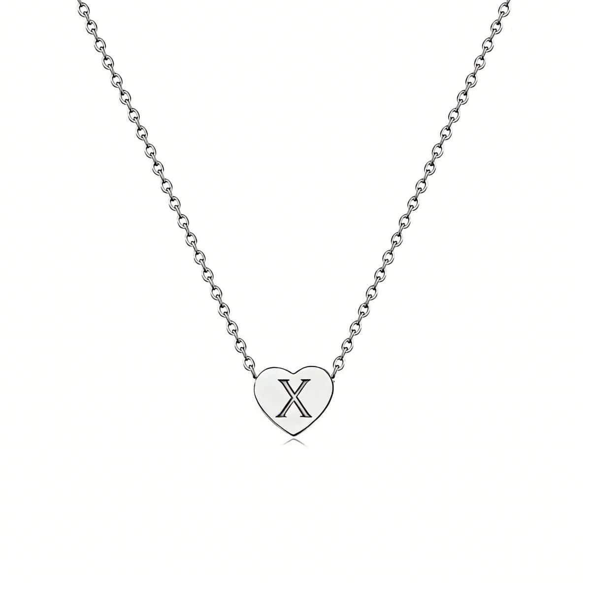 Dainty Initial Heart Necklace Personalized 26 Letters Available