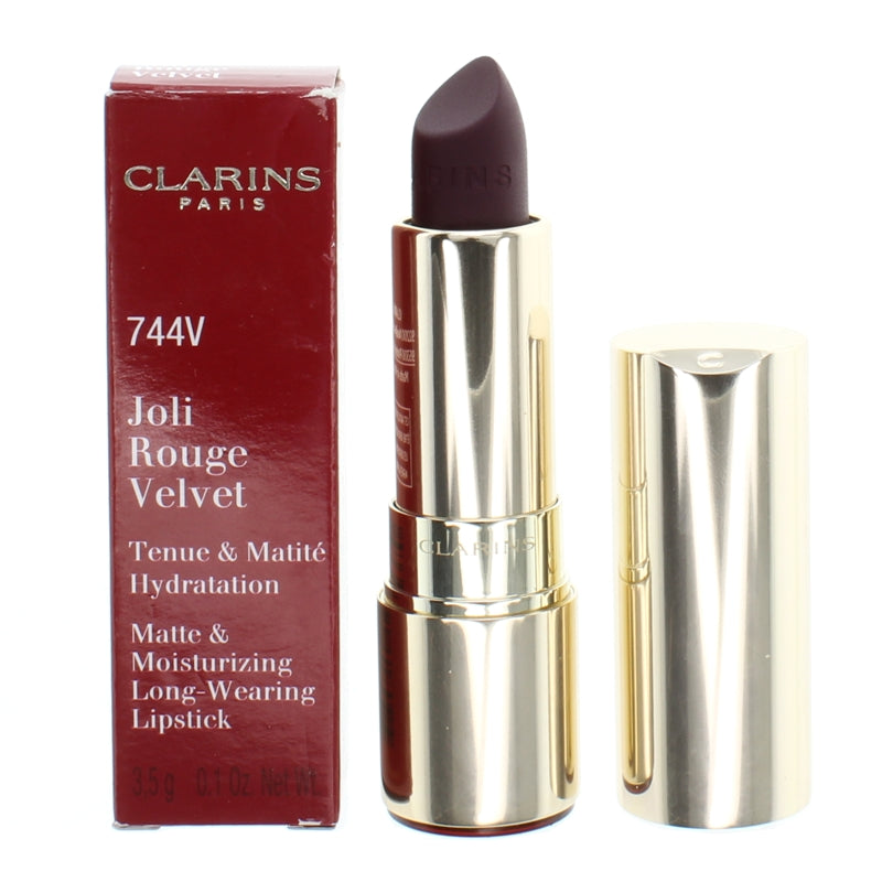 Clarins Joli Rouge Velvet Lipstick Shade 744V Plum